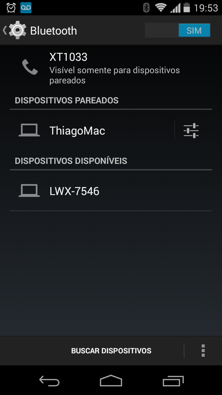 90 ANEXO G -- Testes de conectividade bluetooth 4.4.4. Na Figura G.1 é mostrado a tela de pareamento do celular Moto G, com a versão do Android Figura G.1: Pareamento. Na Figura G.2 é mostrado a tela de configuração do pareamento no celular Moto G, com a versão do Android 4.