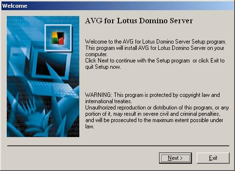 4. AVG for Lotus Notes/Domino Server 4.1. Instalação 4.1.1. Início da instalação Execute o pacote de instalação; a tela de introdução será mostrada.
