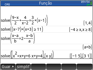 Capítulo 1. Calculadoras gráficas no ensino da matemática. 20 veja Figuras 1.4(a) e 1.4(b), onde mostramos os dois primeiros menus, Matemática, e CAS. Figura 1.4(a) - Menu Matemática Figura 1.