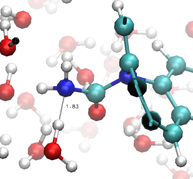 N de moléculas de água 46 2,8 moléculas de H 2 O 3 H r (Angstrom) a) b) Figura 24 - a) Gráfico mostrando a curva de integração da função de distribuição radial das moléculas de água nas camadas de