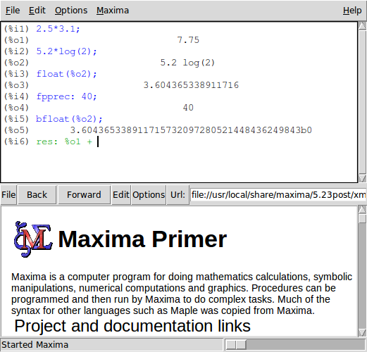 214 Tutorial do Maxima Figura A.1.: A interface gráfica xmaxima. as respostas dadas pelo Maxima. Exceptuando as seções A.3 e A.