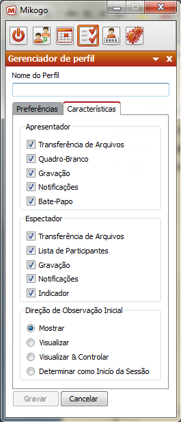 Figura 7 Informações da Conta. Figura 8 Configuração do Gerenciador de perfil.