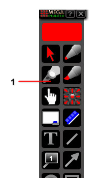 Você pode ativar a função spotlight utilizando o botão próprio na interface do MegaPointer (clique com o botão esquerdo sobre o mesmo) ou através da tecla de