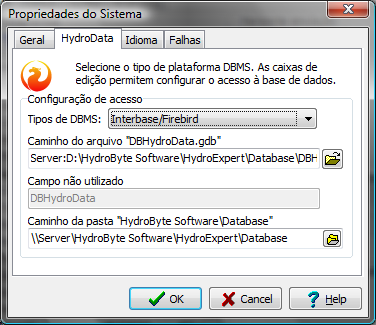 10 Configuração de Acesso ao DBHydroData XP Após a instalação da versão cliente do programa, deve-se configurar o acesso ao Servidor contendo o banco de dados DBHydroData XP, o qual possui os dados