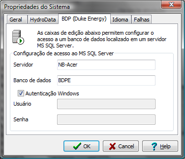 11 Configuração de Acesso a Bases de Operação Nesta seção apresentam-se as opções de configuração do HydroExpert no acesso a bases de dados de Operação ou Produção.