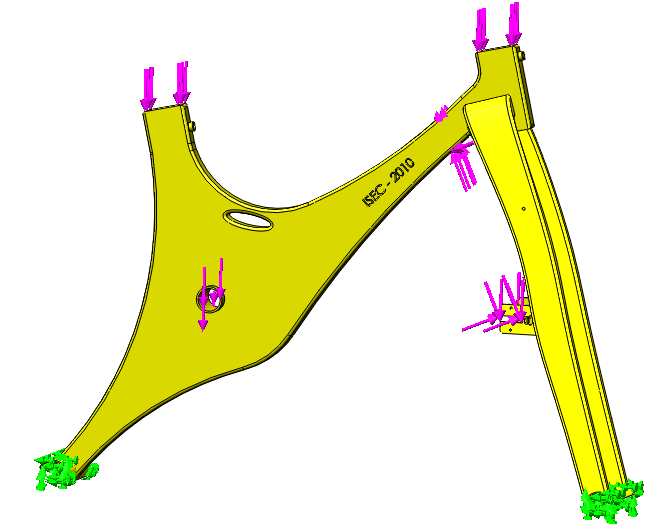 V CAPÍTULO Figura 48 - Distribuição das forças na estrutura da bicicleta estática no CosmosWorks 5.