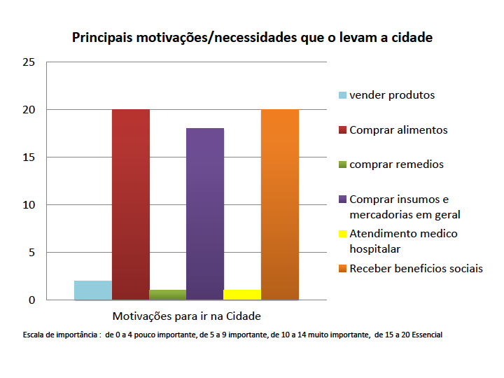 Gráfico 02: a frequência que os moradores vão à cidade de Parintins. FONTE: Luís Fernando Belém da Costa, 2013. Gráfico 03: as principais motivações que levam os moradores a ir à cidade.