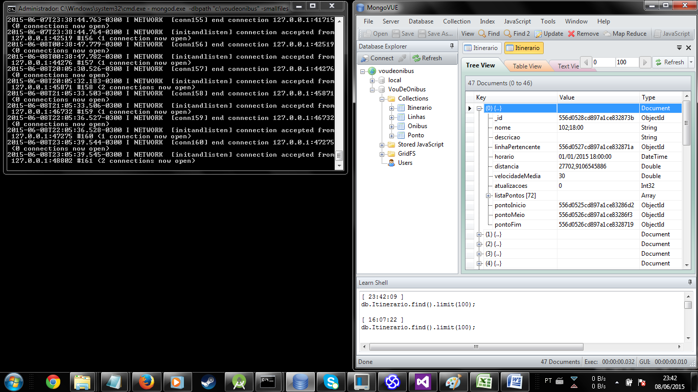 43 Figura 22 Ferramenta Microsoft Visual Studio 2012 Como banco de dados, foi utilizado o MongoDB.