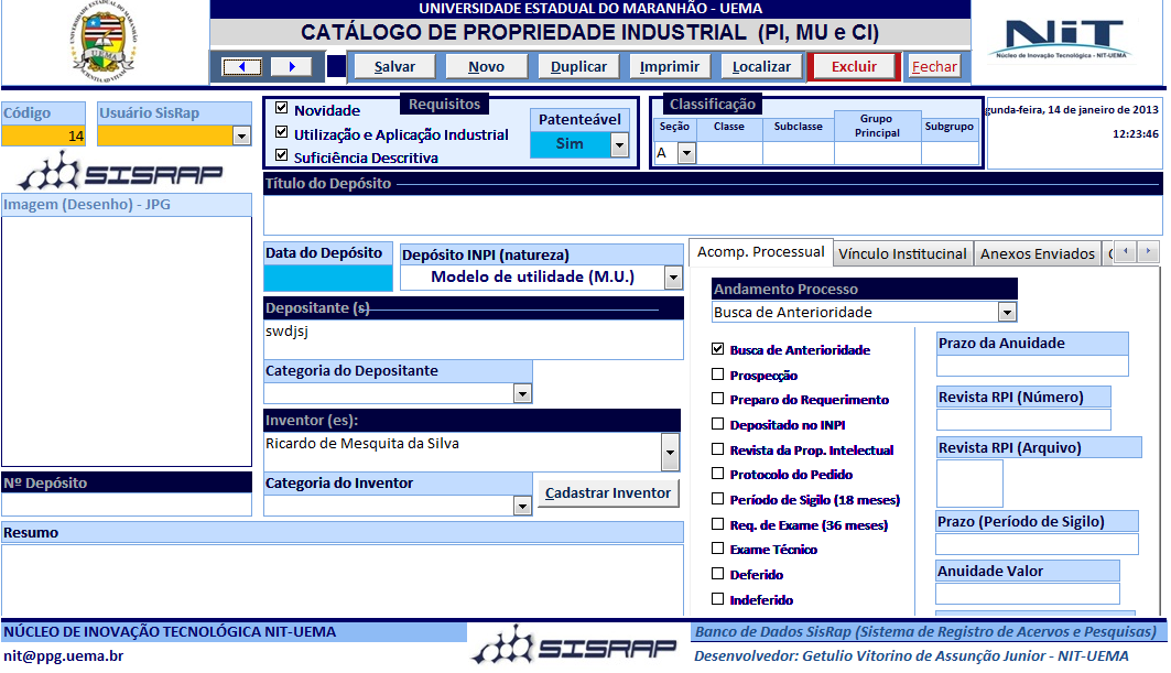 FERRAMENTAS ADMINISTRATIVAS SisRap Exemplo de Layout do ambiente