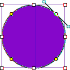 2 Clique num ponto vermelho da linha curva que deseja modificar. Surgem pegas de ambos os lados do ponto vermelho.