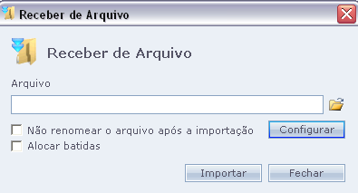 19.Receber de Arquivo Acesse o Menu Movimentações > Comunicação > Receber de Arquivo A configuração do recebimento de marcações por arquivo texto, ficou mais simples e prática.