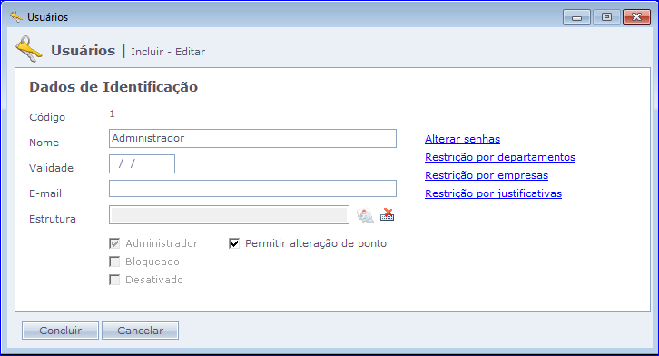 20.Usuários Acesse o Menu Manutenção > Usuários > Incluir Um novo método de gerenciar Usuários do sistema, com mais segurança e opções de restrições a usuários que não serão administradores.