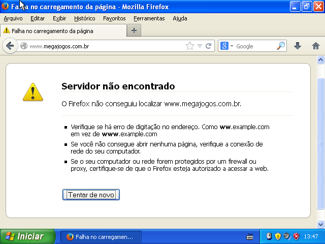 67 Figura 4.7 - Página de Falha da tentativa de acesso ao site. www.megajogos.com.br Fonte: Elaborado pelo Autor, 2014
