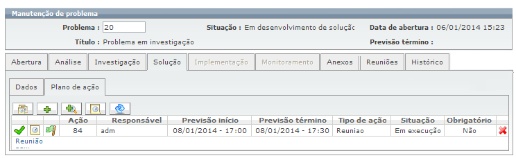 Após iniciada a ação, a situação mudará na tela de apresentação conforme a tela seguinte: 2.1.