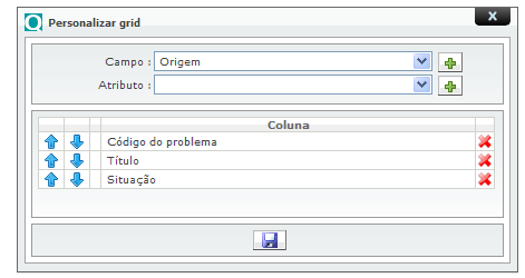 É possível selecionar todos os problemas apresentados na pesquisa pela seleção da check-box, facilitando a extração de relatórios ou impressão de todos os problemas.