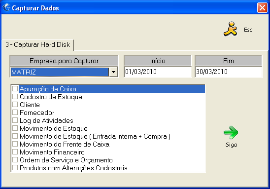 Não é necessário determinar todo o período arquivado, podendo ser especificado apenas o período e os dados que deseja ativar do banco de dados. 6.