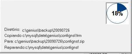 6.11 BACKUP Realiza o backup dos dados armazenados no sistema, isto é, copia todas as tabelas utilizadas no sistema até o momento compactando com a extensão.zip.