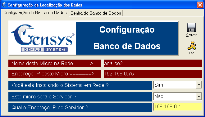 Servidor Genius: Entende-se como servidor, o computador em que o banco de dados ficará armazenado, ele é, portanto, o principal computador e onde o Genius Fiscal PAF deverá ser instalado primeiro.