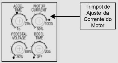 Ajuste da Corrente do Motor: Este ajuste irá definir a relação de corrente da SSW-05 Plus e do