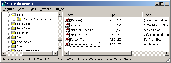 SISTEMAS DE ACESSO REMOTO REMOTE ACCESS SYSTEMS 36 fig. 22 REGEDIT Editor do Registro do Windows.