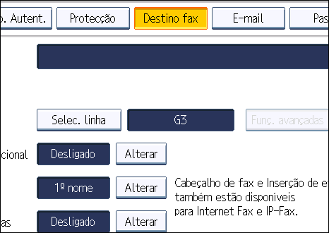 Destino de Fax 12. Prima a tecla [Ferramentas do utilizador/contador]. Para apagar o nome, o visor avançado e o título, consulte "Registar Nomes". Pág.