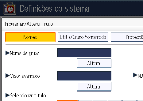 5. Registar Endereços e Utilizadores para Funções Fax/Scanner 7. Prima [Alterar] em "Nome de grupo". 8. Introduza o nome do grupo e prima [OK]. O nome na tecla é automaticamente definido. 9.