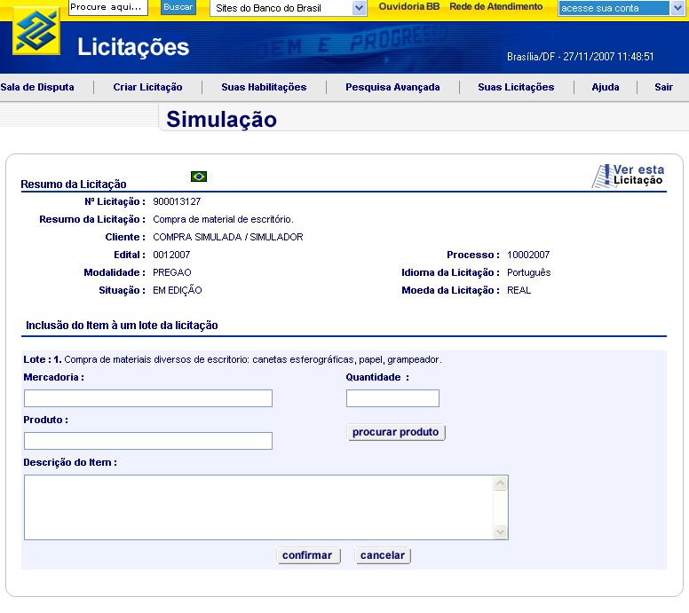 O Sistema gera o N. Licitação único por licitação => corresponde ao ID da licitação.