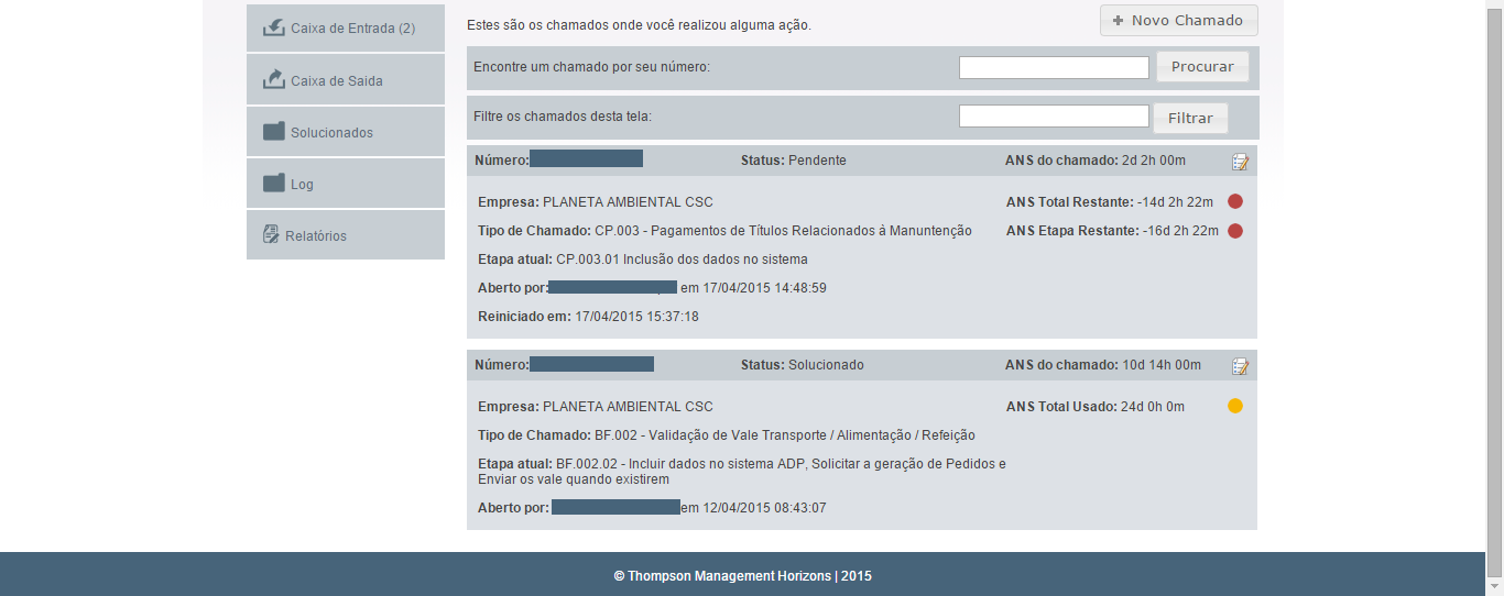 Workflow Log Nesta guia do menu Workflow estão