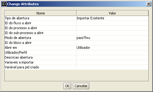 Abrir em: Escolha se abre com um utilizador ou um grupo de utilizadores em quem o processo fica atribuído; Utilizador/Perfil: relacionado com a escolha anterior, especifica; Descrição abertura: