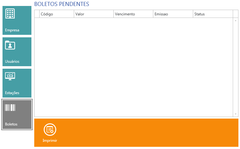 Nessa tela será gerado os boletos para