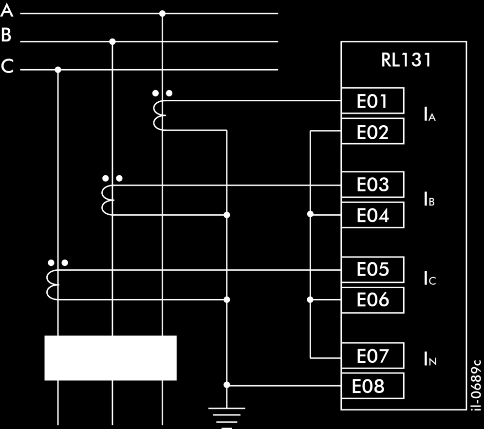 2.12.1 Conexões de Corrente O diagrama da Figura 2.20 apresenta uma conexão típica para três TCs para as correntes de fase e IN proveniente do fechamento de neutro nos terminais do equipamento.