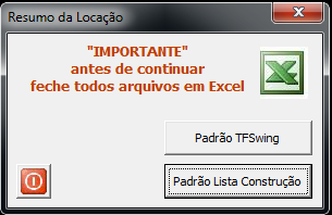 - Na Janela de saída das tabelas de resumo você pode escolher a forma que a tabela Excel será criada, com opção de criar um arquivo no formato da lista de construção padrão ou no formato