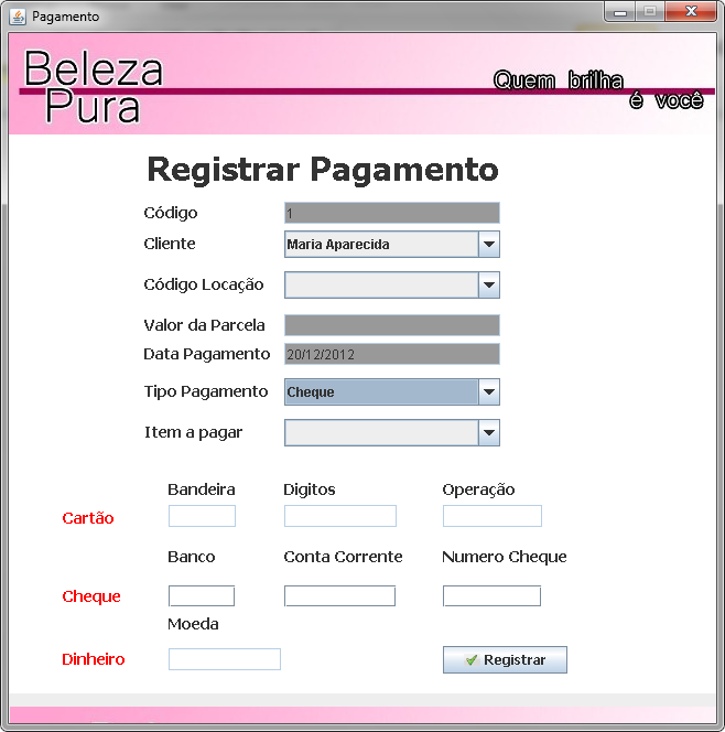 71 Figura 5.7 - Tela Registrar Pagamento Cheque Fonte: Elaborado pelos autores, 2012. A Figura 5.