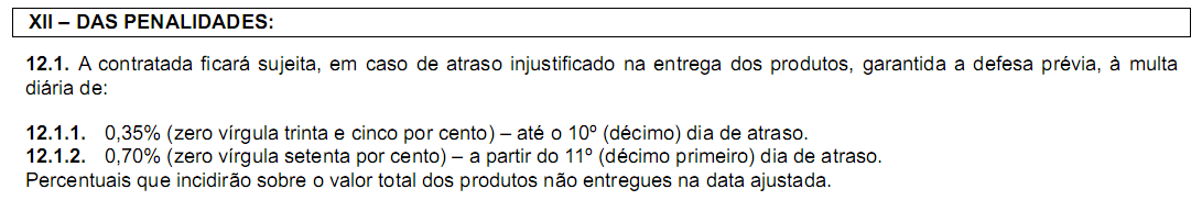 Os editais trazem cláusulas de penalidades para