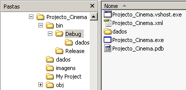 Botão direito sobre o projecto, escolher Add Existing Item e depois seleccionar os itens a adicionar: Debug Ao fazer debug da aplicação, ainda no VB.