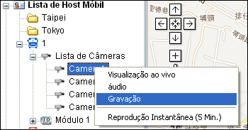 3. Para iniciar a gravação manualmente, clique com o botão direito na câmera na lista de hosts e selecione Gravação. Figura 8-5 4.