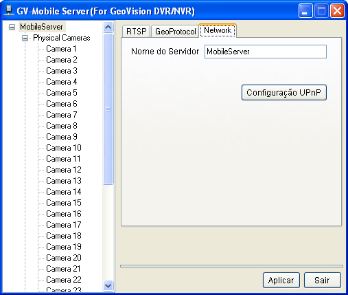 10. Servidor móvel O Server Mobile (Servidor móvel) é um aplicativo que permite ao GV-Decoder Box e aplicativos móveis do GeoVision acessar câmeras conectadas ao GV-System.