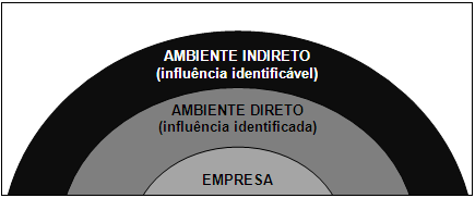 42 b) ambiente indireto: representa o conjunto através dos quais a empresa identificou, mas não tem condições de avaliar ou medir o grau de influência entre as partes.