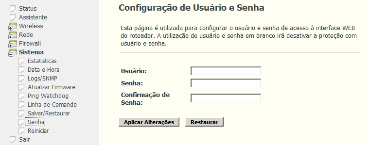 Salvar Configurações: clique em Backup e será solicitado para salvar um arquivo contendo uma cópia de segurança das configurações atuais do roteador.