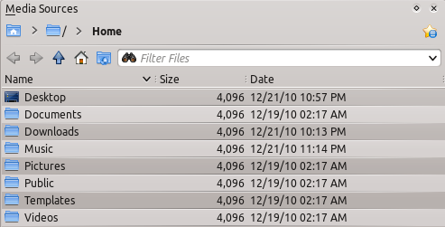 3.3.5 Arquivos O navegador de arquivos do Amarok auxilia a adicionar músicas à sua coleção, ou simplesmente reproduzir faixas a partir do seu disco rígido.