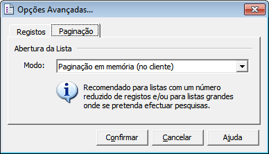 Número máximo de registos - Permite limitar o número máximo de registos apresentados no resultado da lista.