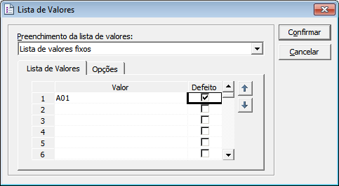 Algo que torna este módulo particularmente funcional é a possibilidade de parametrizar cada uma das condições definindo uma lista de valores possíveis para a condição.