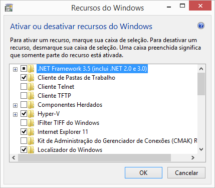 Habilitando/Desabilitando o Hyper-V (Painel de Controle) Se você for trabalhar com máquinas virtual ou principalmente desenvolver para Windows Phone com o Visual Studio, será necessário habilitar o