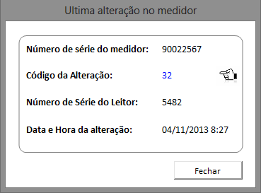 45 Figura 25 Tela modal de alteração data e hora do medidor Para conferir se a alteração foi absorvida pelo medidor é possível clicar em Confere que será apresentado uma tela ao usuário conforme