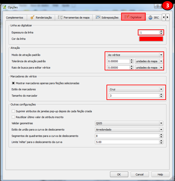 A próxima aba a ser configurada é Digitalizar, configure o campo Atração para que ele funcione, como mostrado na figura (3).