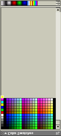 Figura 3.131 O Painel Amostra de Cores no seu tamanho habitual Figura 3.132 Usando a scroll bar, para visualizar as restantes cores Os Painéis no Flash também podem ser maximizados.