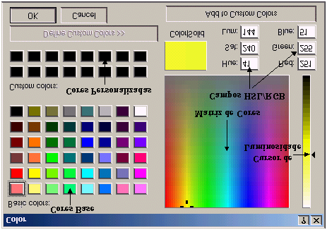 CRIAR CORES SÓLIDAS PERSONALIZADAS COM A PALETTE DE COR DO TRAÇO OU DO PREENCHIMENTO Quando acede à palette de cor do Traço ou do Preenchimento na secção de Cores da Barra de Ferramentas pode,