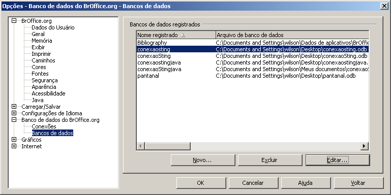 W. L. Vinci et al. 43 Figura 10: Configurando o Base para acessar o MySQL pelo Connector/J.