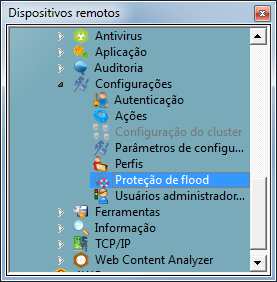 19.1. Utilizando a Interface Remota para Proteção de Flood Figura 204 Configurações (Proteção de flood) Clicar no menu Segurança na janela do Web