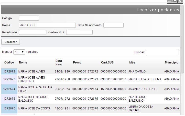 Observação: Sempre antes de tentar realizar um novo cadastro de paciente, tente localiza-lo até que todas as opção de localização tenham se esgotado.